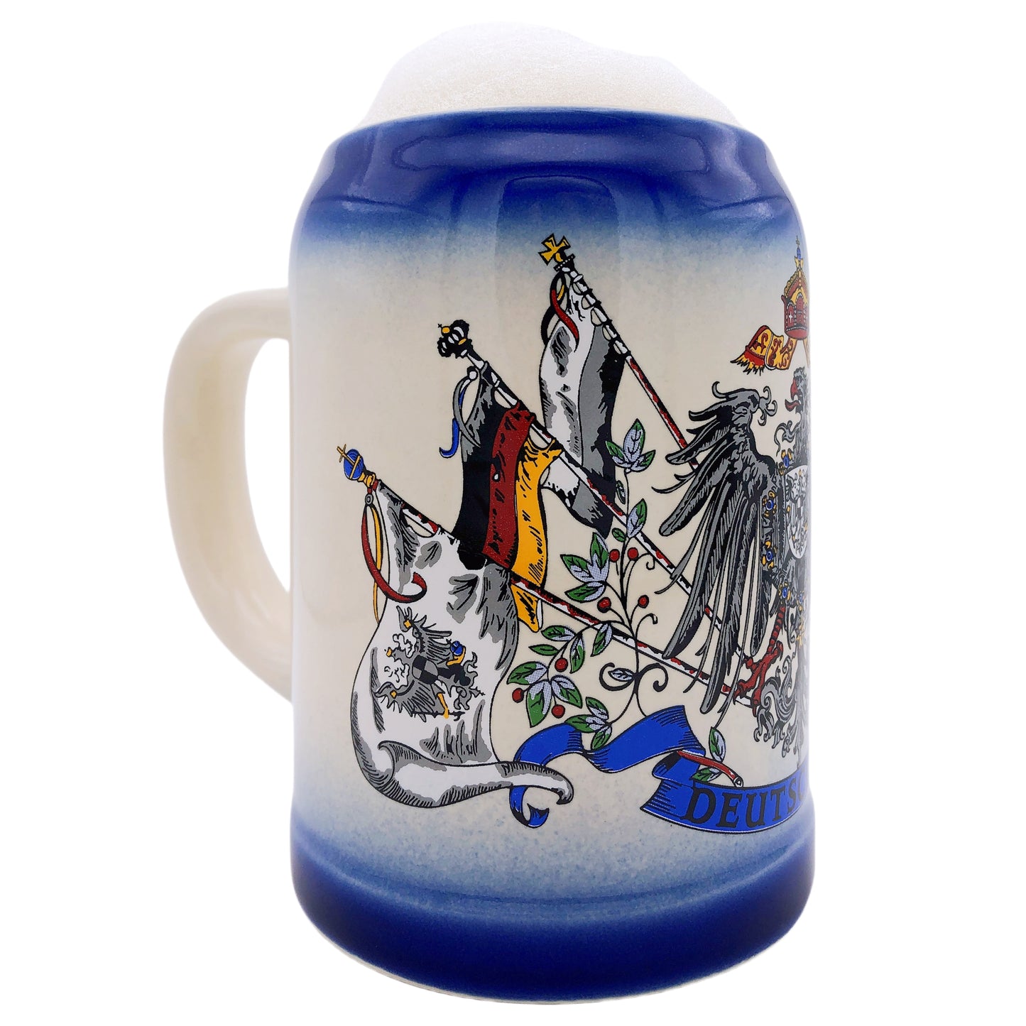 Bierkrug Deutschland 0,5L – Traditioneller Steinkrug – Klassisches Bierseidel – Ideal für Zuhause & Geschenk (Blau)