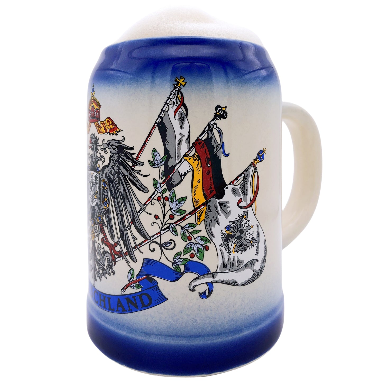 Bierkrug Deutschland 0,5L – Traditioneller Steinkrug – Klassisches Bierseidel – Ideal für Zuhause & Geschenk (Blau)
