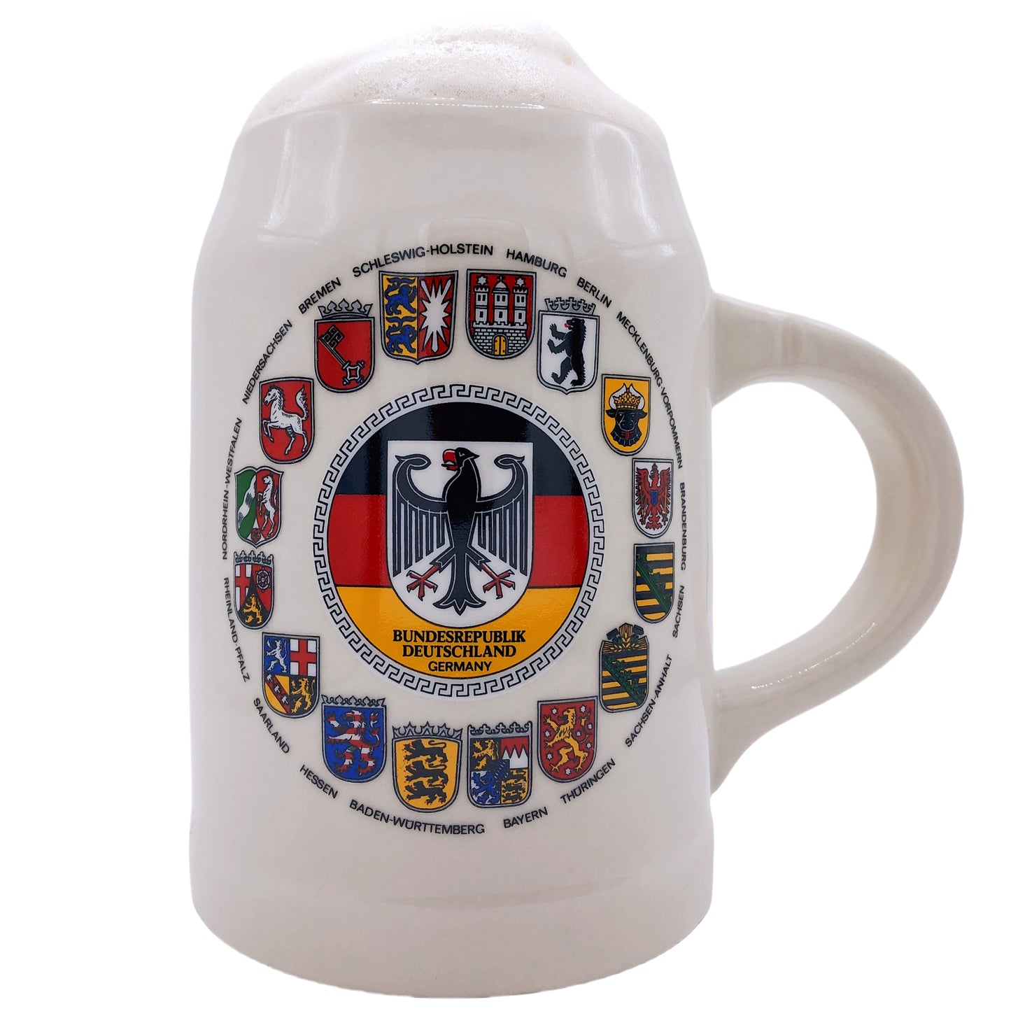 Bierkrug "Deutschland • Bundesländer Wappen" 0,5L Steinkrug – Ideal für Zuhause, Bierfest & Party