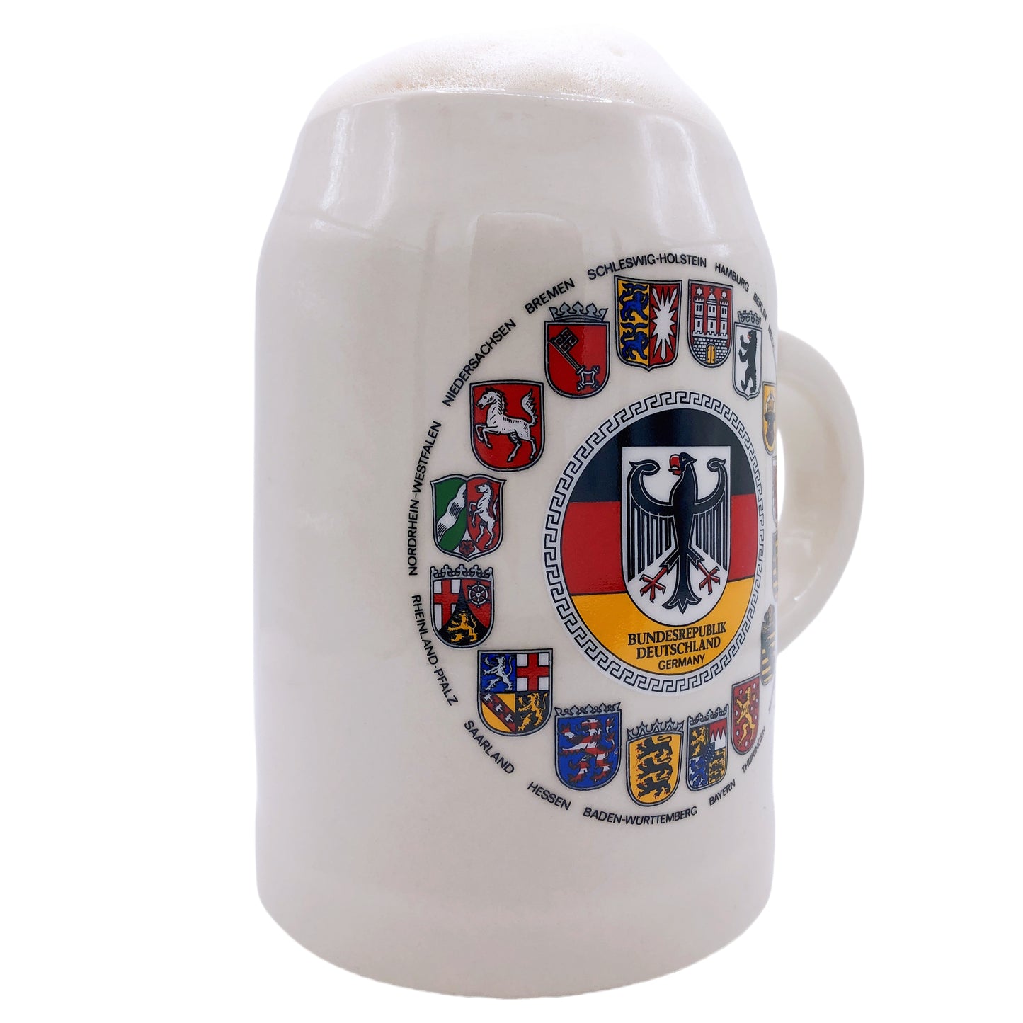 Bierkrug "Deutschland • Bundesländer Wappen" 0,5L Steinkrug – Ideal für Zuhause, Bierfest & Party