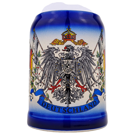 Bierkrug mit Deutschland-Motiv 0,5L – Traditioneller Steinkrug – Klassisches Bierseidel – Ideal für Zuhause & Geschenk (Blau)