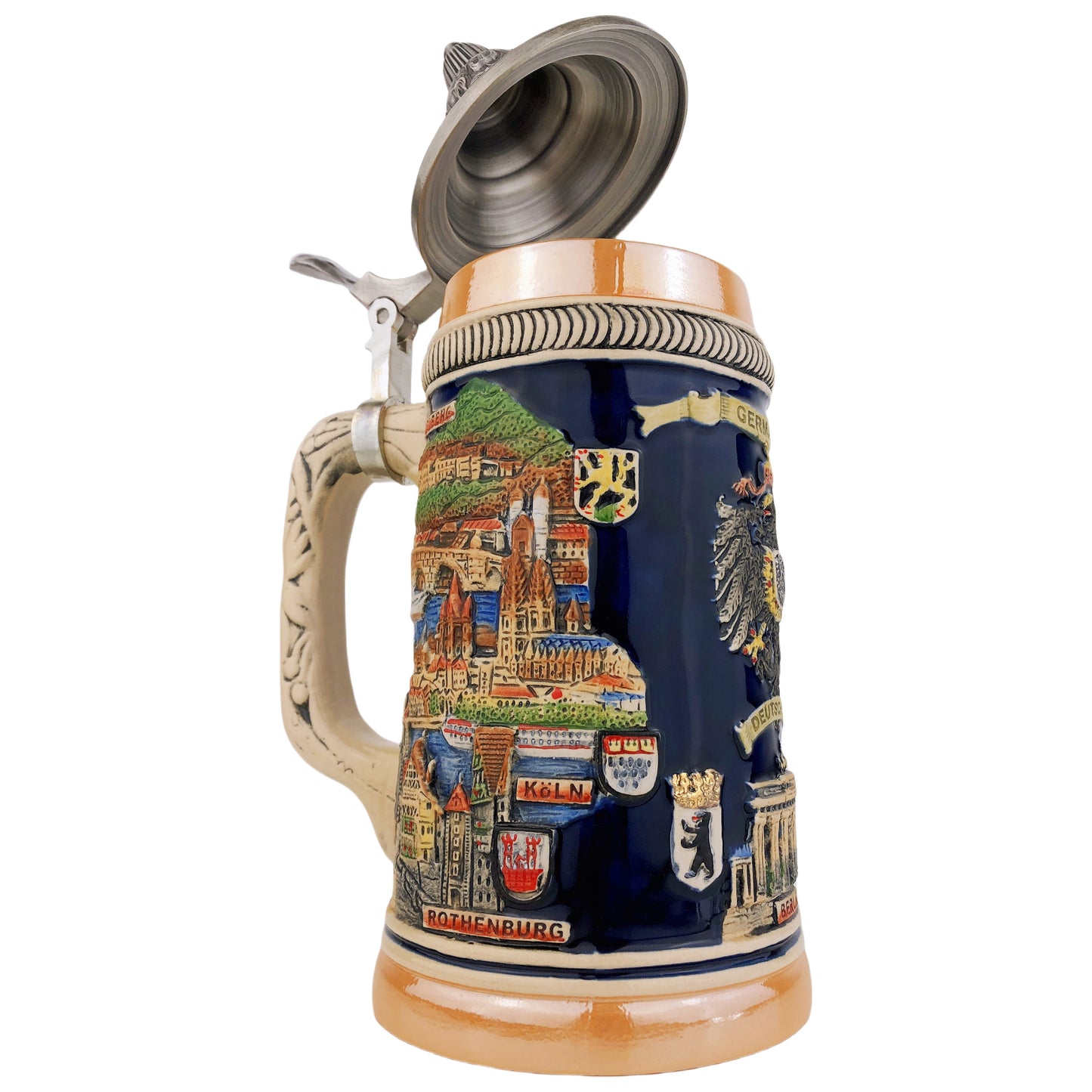 Bierkrug mit Deckel 0,7L – Traditioneller Steinkrug mit Spitzdeckel – Handgefertigtes Bierseidel für Bierfest, Zuhause & Sammlung