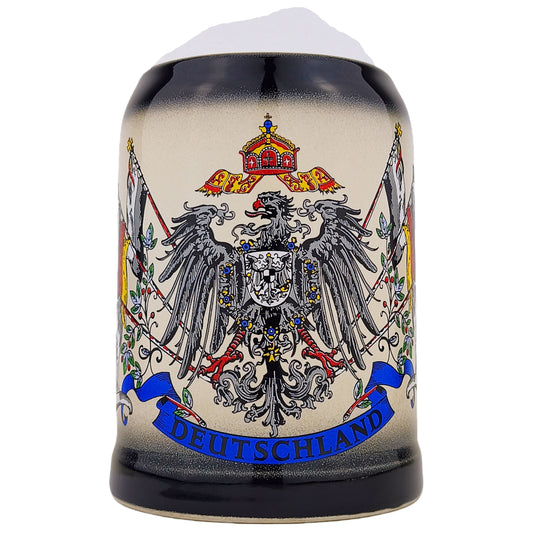 Bierkrug mit Deutschland-Motiv 0,5L – Traditioneller Steinkrug – Klassisches Bierseidel – Ideal für Zuhause & Geschenk (Schwarz)