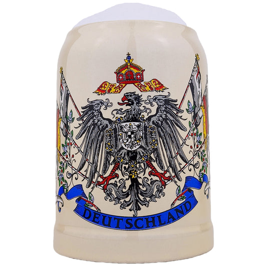 Bierkrug mit Deutschland-Motiv 0,5L – Traditioneller Steinkrug – Klassisches Bierseidel – Ideal für Zuhause & Geschenk (Natur)