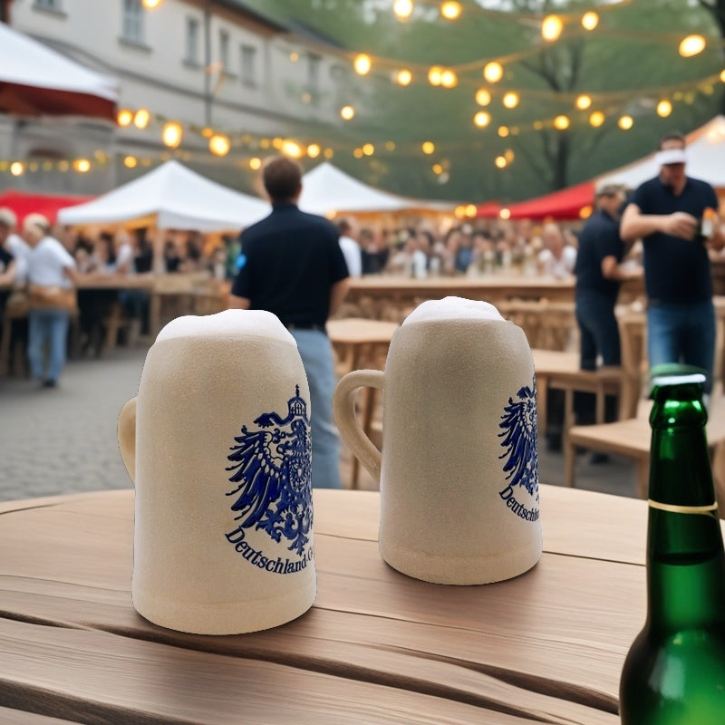 Bierkrug "Deutschland • Germany" 0,5L – Handgefertigter Steinkrug mit körniger Oberfläche