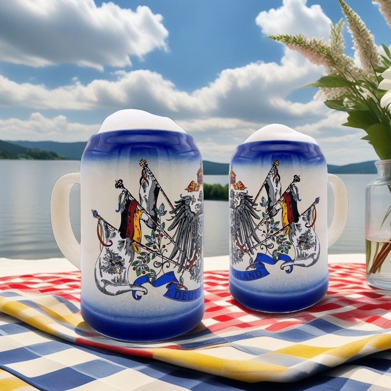 Bierkrug Deutschland 0,5L – Traditioneller Steinkrug – Klassisches Bierseidel – Ideal für Zuhause & Geschenk (Blau)