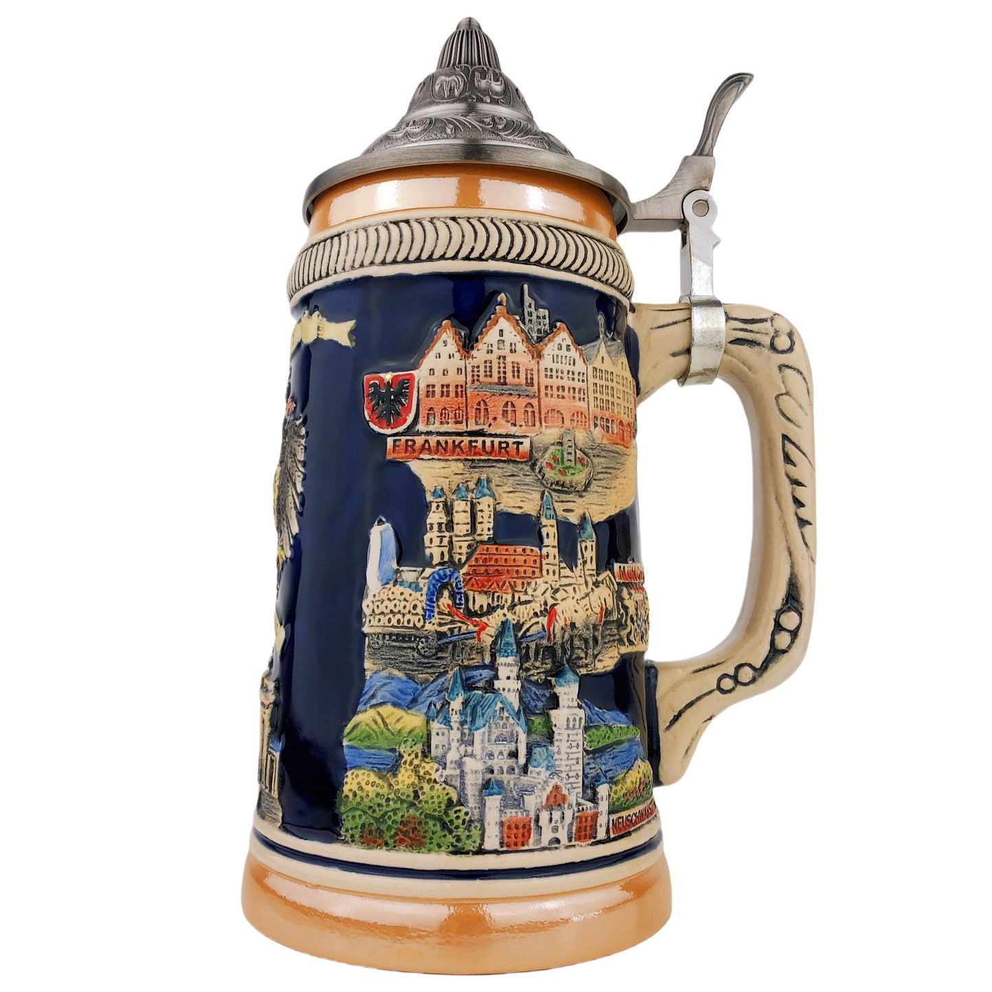 Bierkrug mit Deckel 0,7L – Traditioneller Steinkrug mit Spitzdeckel – Handgefertigtes Bierseidel für Bierfest, Zuhause & Sammlung
