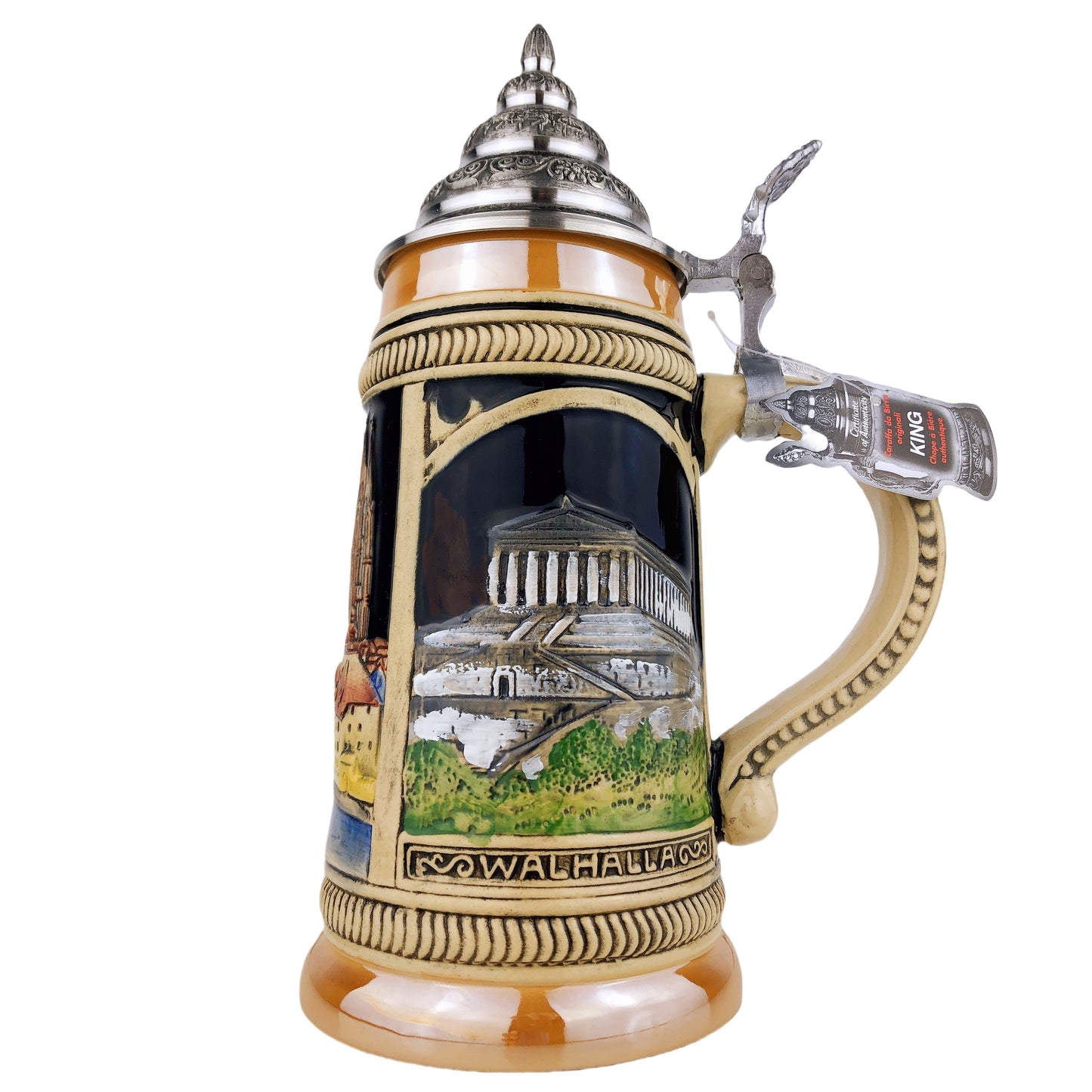 KING® Made in Germany Bierkrug mit Zinn-Deckel “Regensburg” 0,7L (0300/RH58FB1)