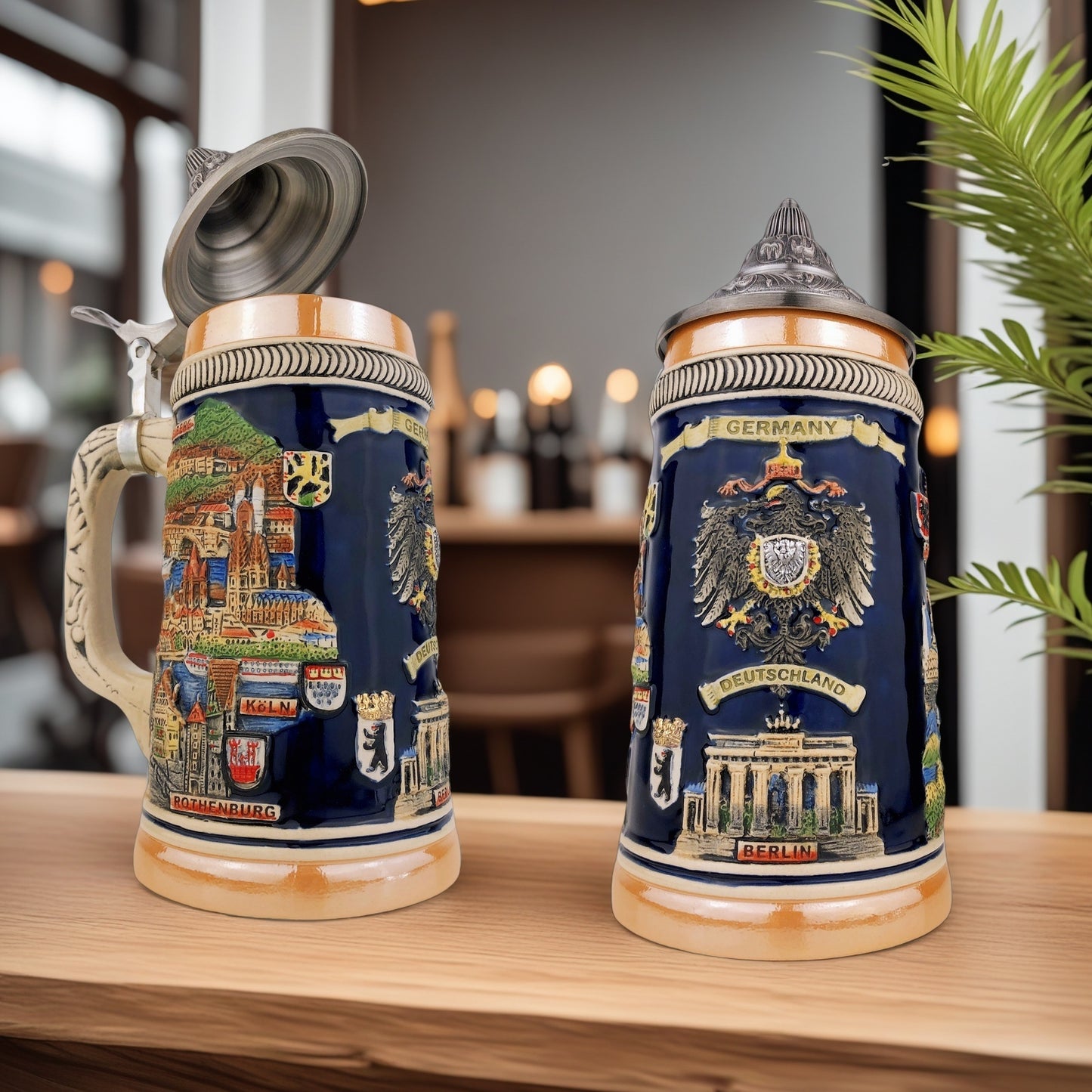 Bierkrug mit Deckel 0,7L – Traditioneller Steinkrug mit Spitzdeckel – Handgefertigtes Bierseidel für Bierfest, Zuhause & Sammlung