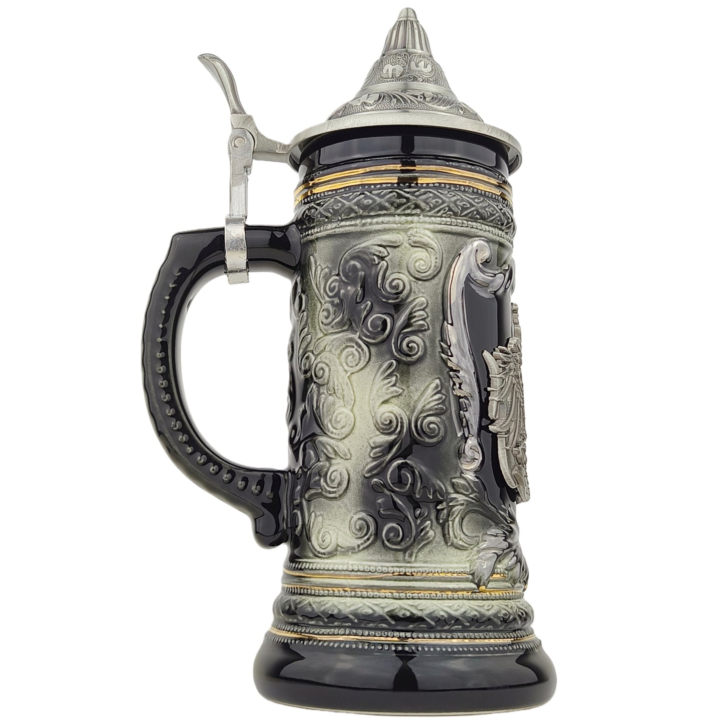 Bierkrug mit Deckel Deutschland Germany Metallmontur Geschenkidee