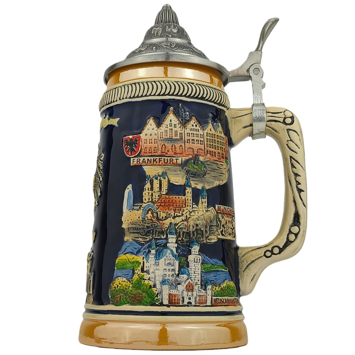 Bierkrug mit Zinndeckel Deutschland Germany Beerstein klassisches Geschenkartikel