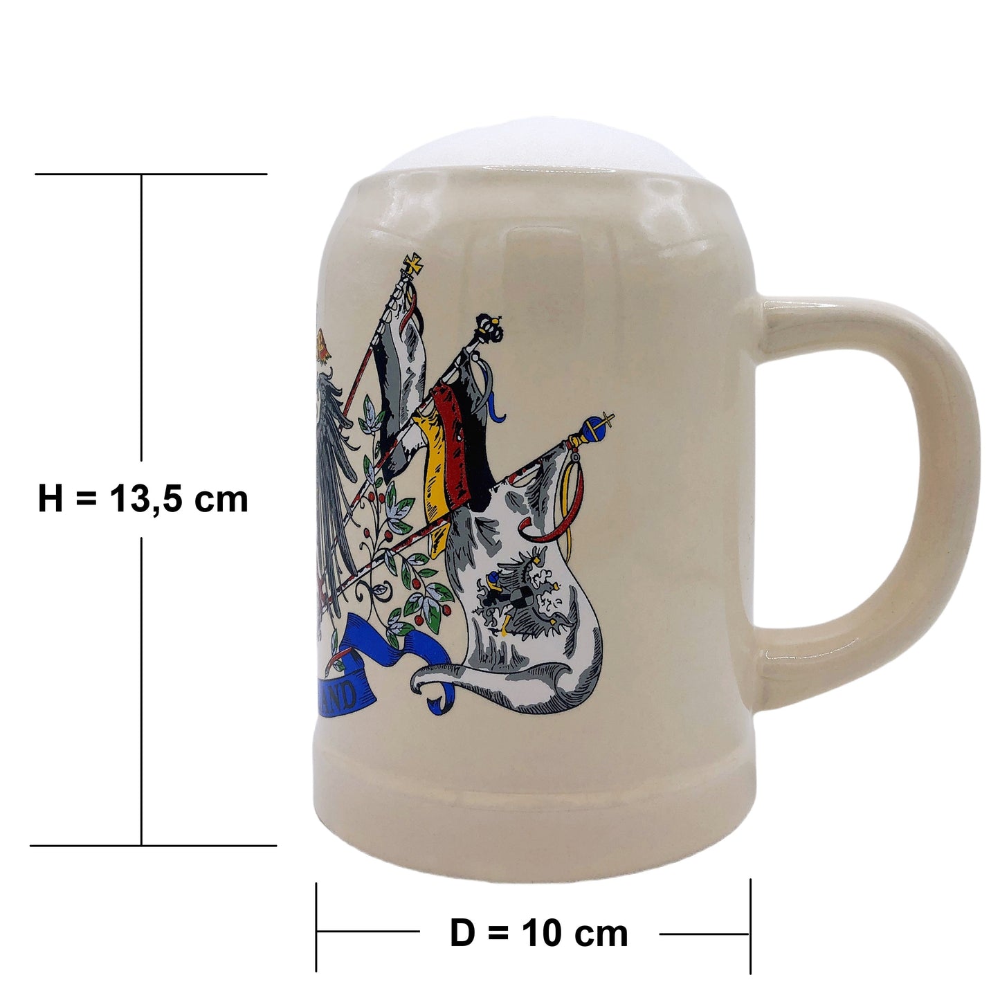 Bierkrug Deutschland 0,5L – Traditioneller Steinkrug – Klassisches Bierseidel – Ideal für Zuhause & Geschenk (Natur)