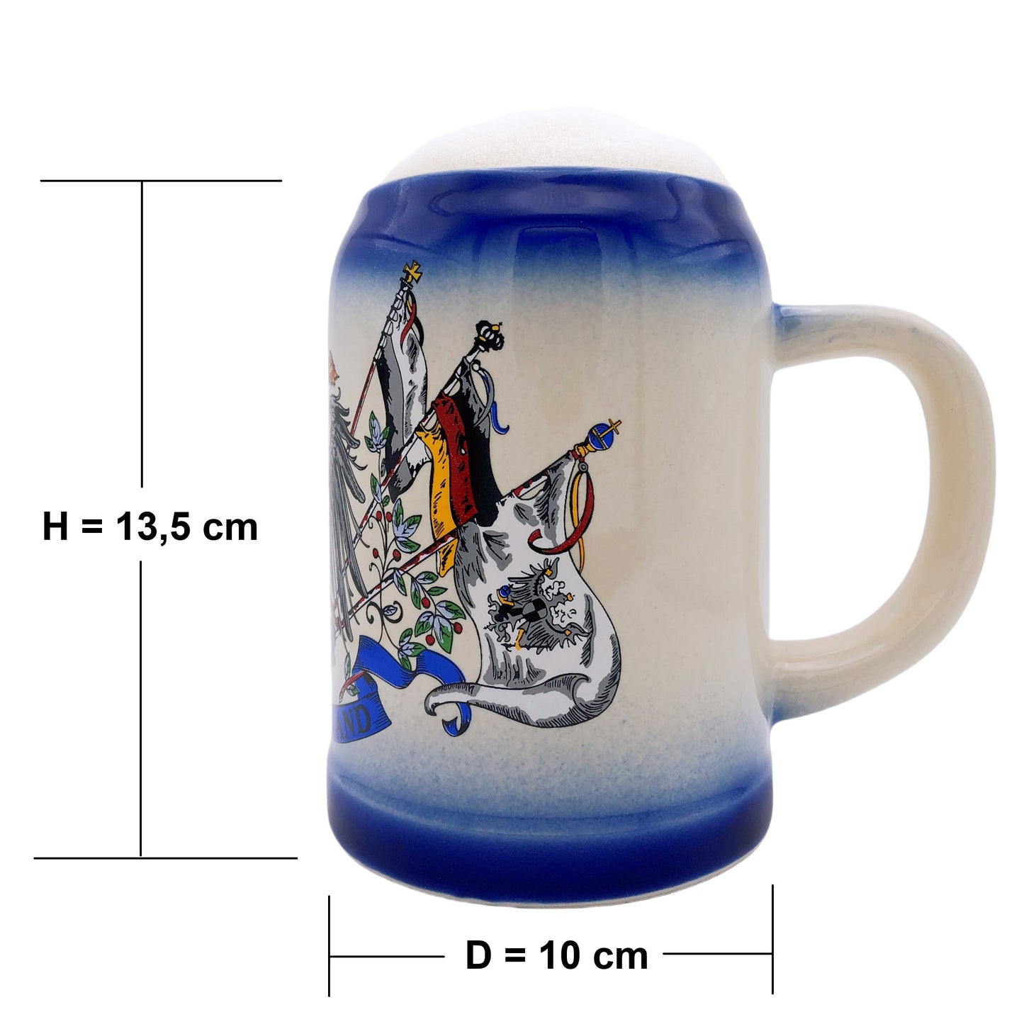 Bierkrug Deutschland 0,5L – Traditioneller Steinkrug – Klassisches Bierseidel – Ideal für Zuhause & Geschenk (Blau)
