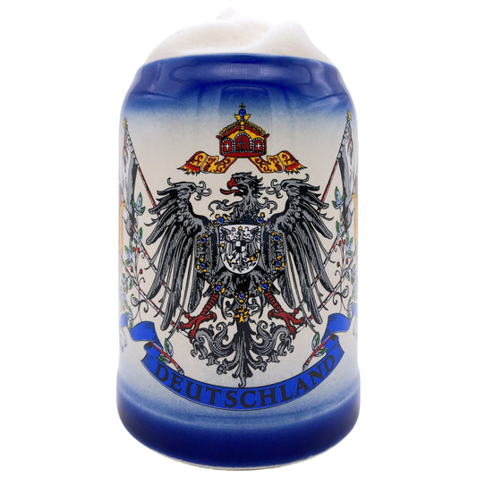 Bierkrug Deutschland 0,5L – Traditioneller Steinkrug – Klassisches Bierseidel – Ideal für Zuhause & Geschenk (Blau)