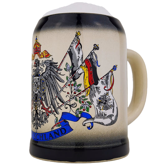 Bierkrug mit Deutschland-Motiv 0,5L – Traditioneller Steinkrug – Klassisches Bierseidel – Ideal für Zuhause & Geschenk (Schwarz)