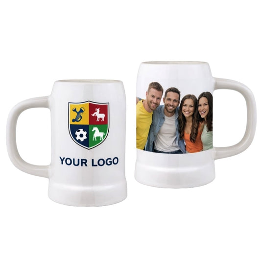 Bierkrug 0,5L (Weiß) – personalisierbar mit Ihrem Logo oder Foto