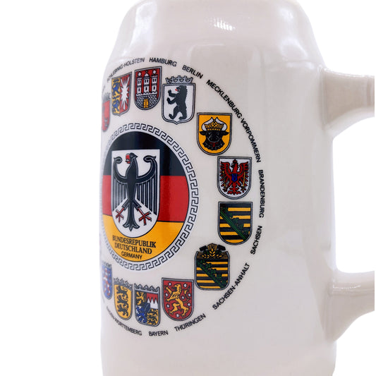 Bierkrug "Deutschland • Bundesländer Wappen" 0,5L Steinkrug – Ideal für Zuhause, Bierfest & Party