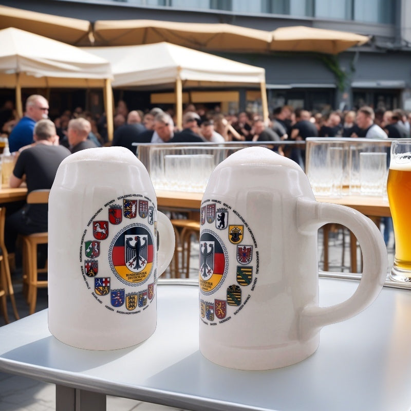 Bierkrug "Deutschland • Bundesländer Wappen" 0,5L Steinkrug – Ideal für Zuhause, Bierfest & Party