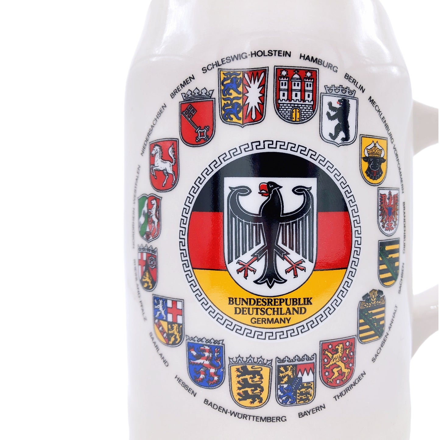 Bierkrug "Deutschland • Bundesländer Wappen" 0,5L Steinkrug – Ideal für Zuhause, Bierfest & Party