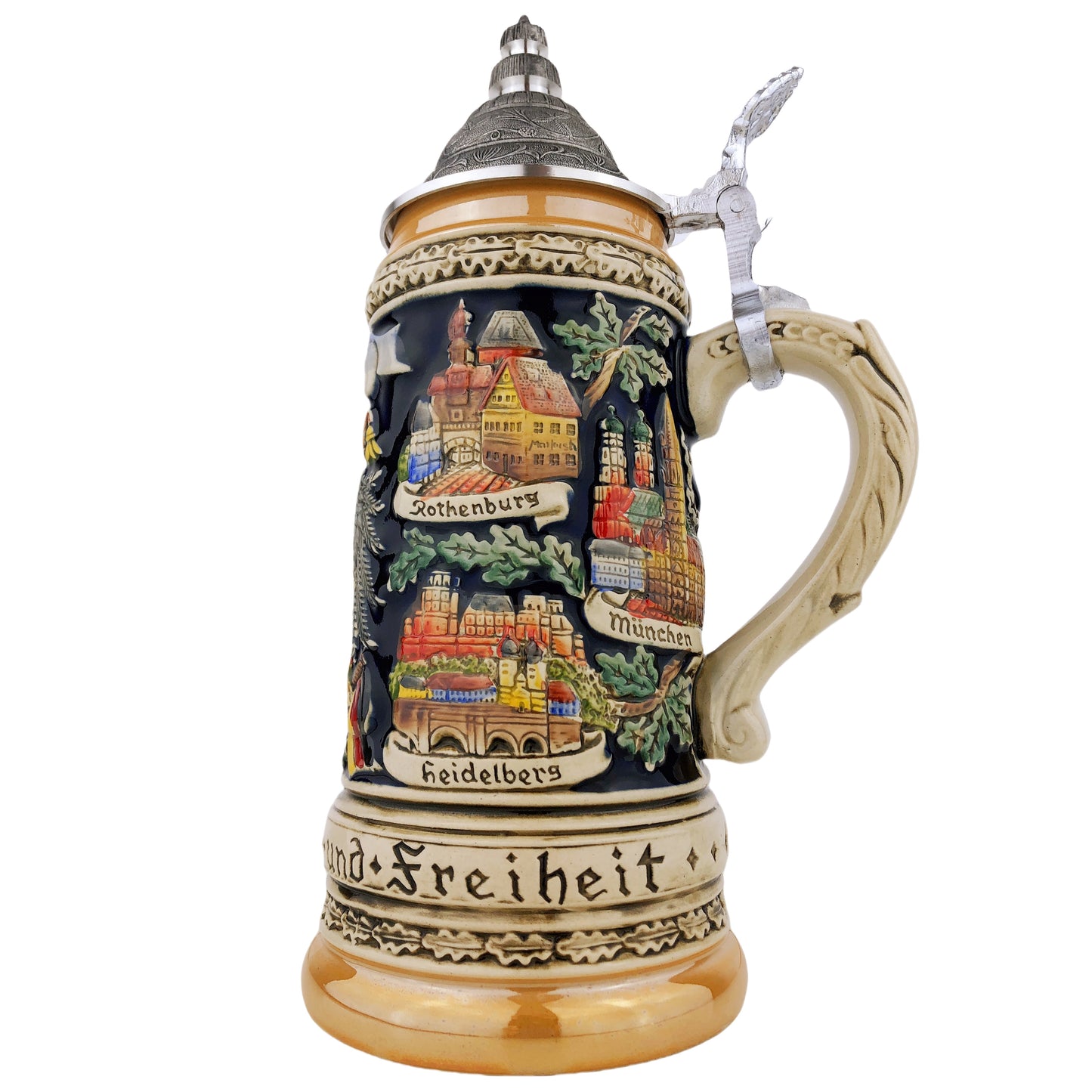 Zöller & Born Bierkrug mit Zinndeckel – Motiv: „Adler und Eichenlaub“ – Made in Germany – Traditionsmanufaktur (Artikel: 1403-996)