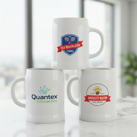 Bierkrug 0,5L (Weiß) – personalisierbar mit Ihrem Logo oder Foto