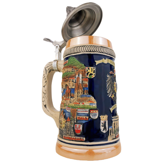 Bierkrug mit Deckel 0,7L – Traditioneller Steinkrug mit Spitzdeckel – Handgefertigtes Bierseidel für Bierfest, Zuhause & Sammlung
