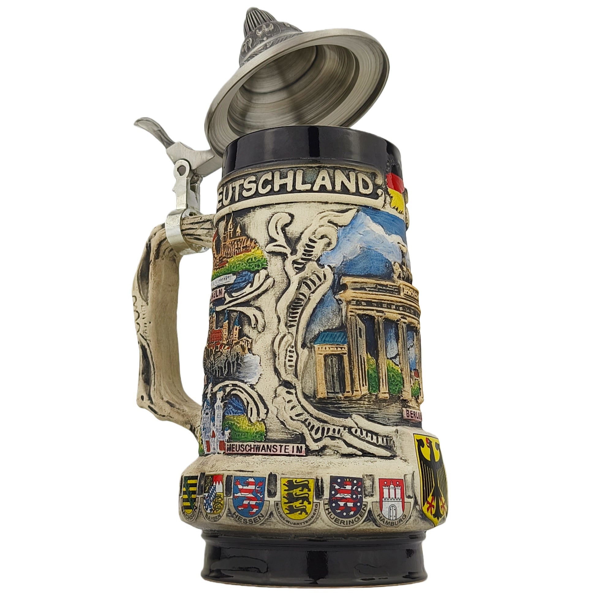 Germany Beer Stein Bierkrug mit Deckel Stadtmotiv