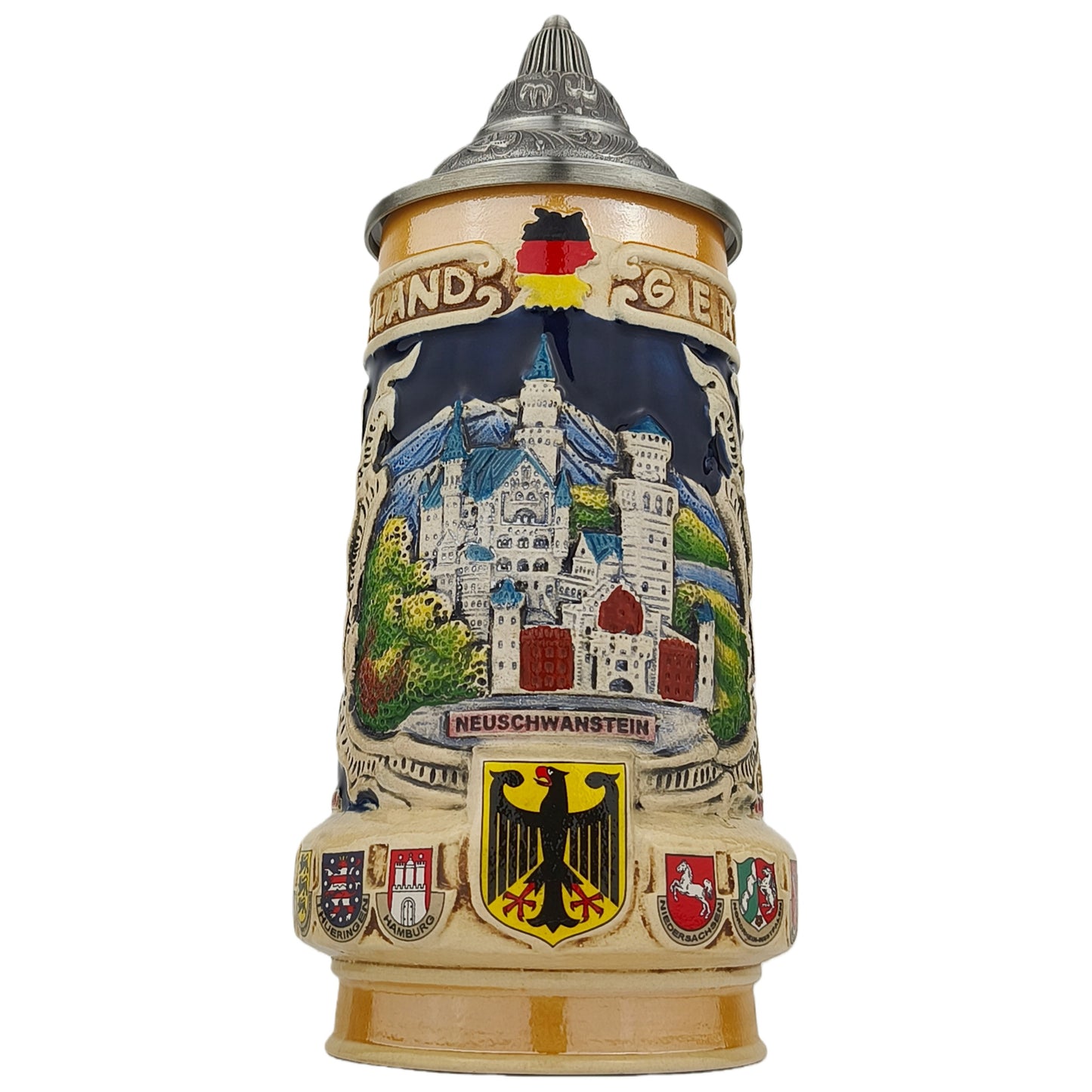 Bierkrug mit Deckel Deutschland Germany mit Neuschwanstein Motiv