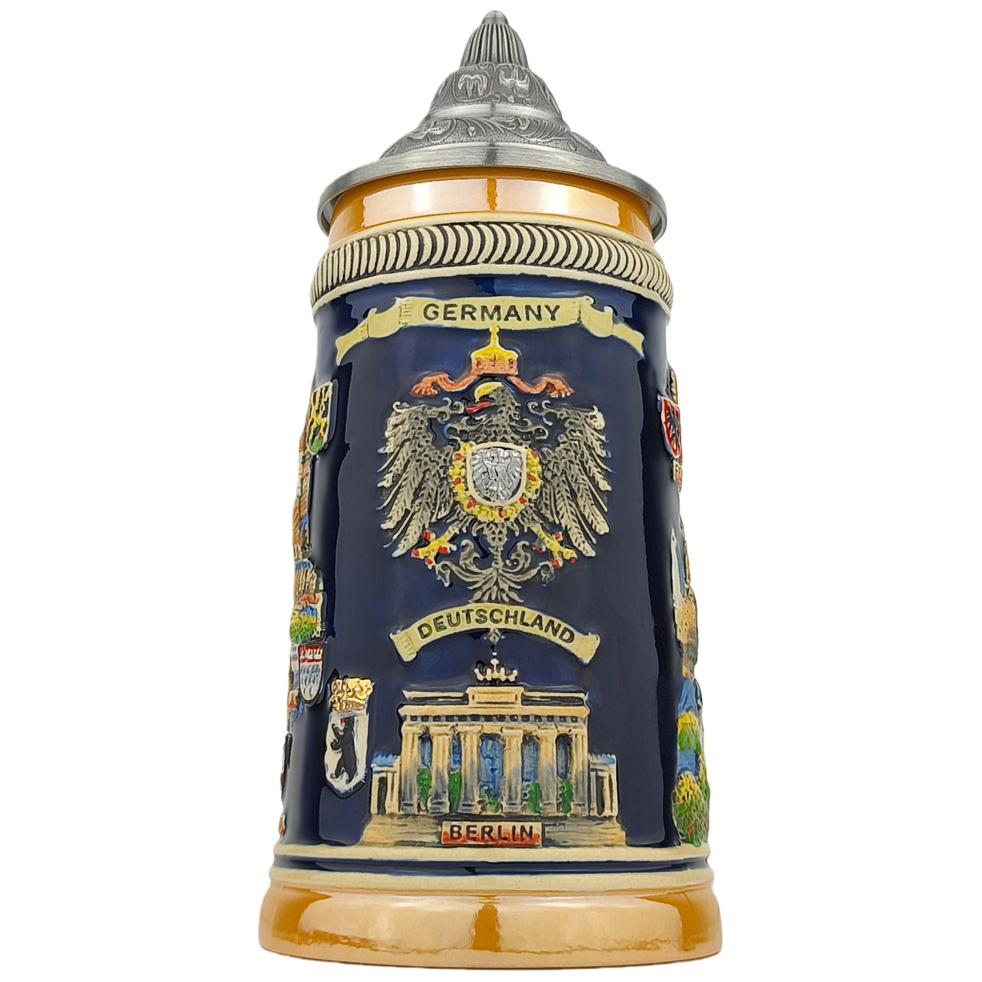 Bierkrug mit Deckel Deutschland Germany Beer Stein klassisches Stadtmotiv Souvenir Geschenkidee