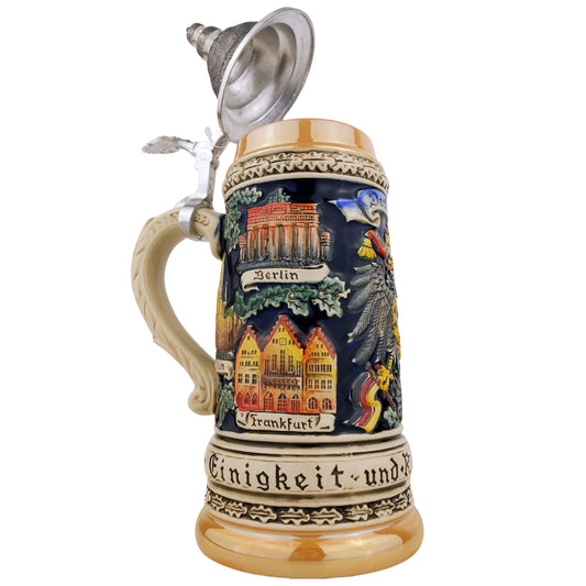 Zöller & Born Bierkrug mit Zinndeckel – Motiv: „Adler und Eichenlaub“ – Made in Germany – Traditionsmanufaktur (Artikel: 1403-996)