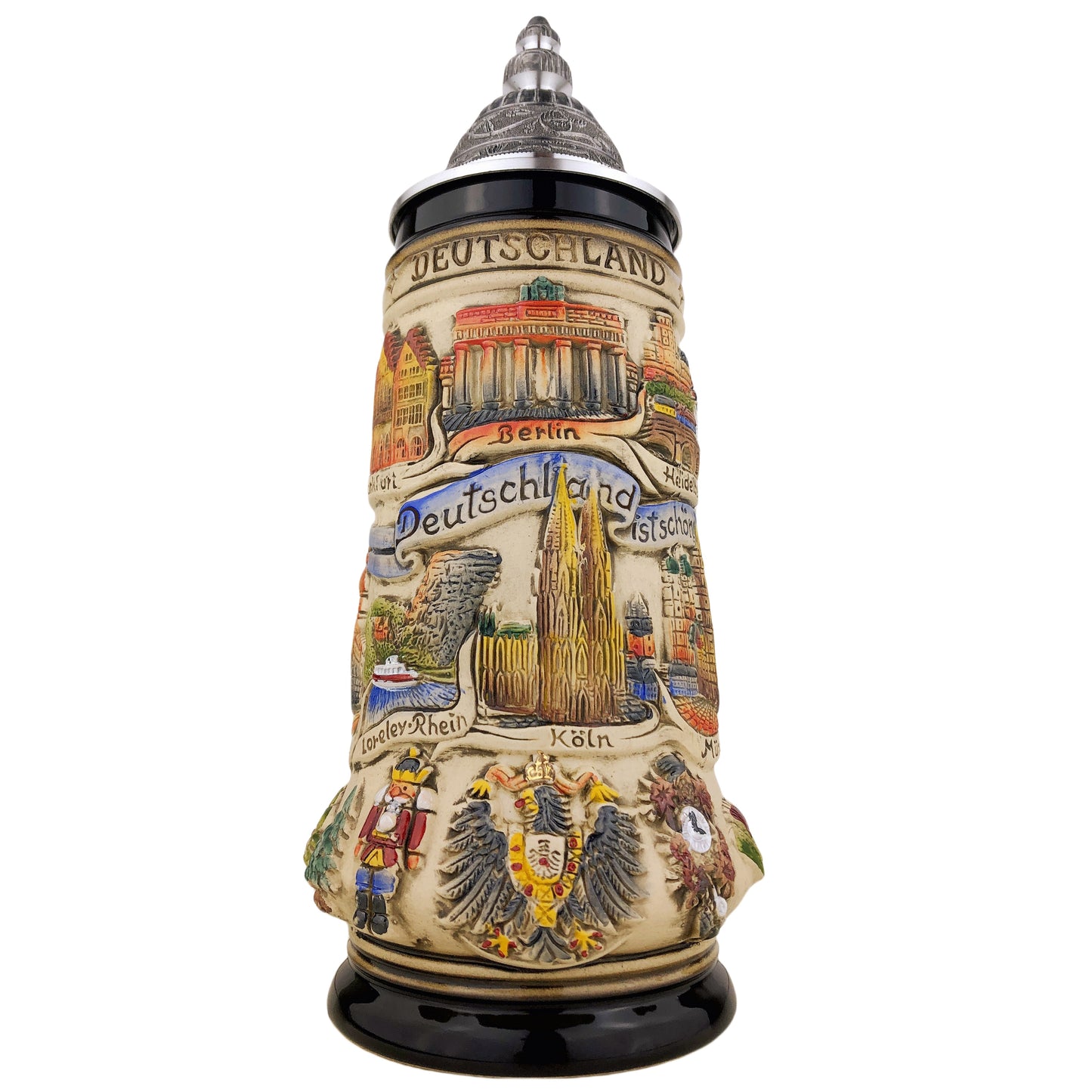 Zöller & Born Bierkrug mit Zinndeckel – Motiv: „Deutschland Panorama“ – Made in Germany – Traditionsmanufaktur (Artikel: 41184101)