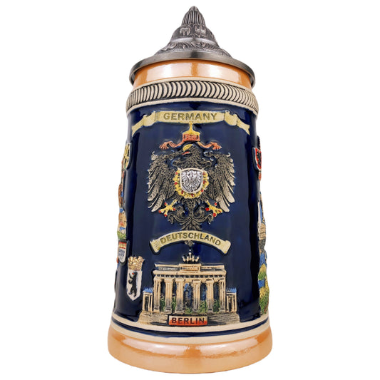 Bierkrug mit Deckel 0,7L – Traditioneller Steinkrug mit Spitzdeckel – Handgefertigtes Bierseidel für Bierfest, Zuhause & Sammlung