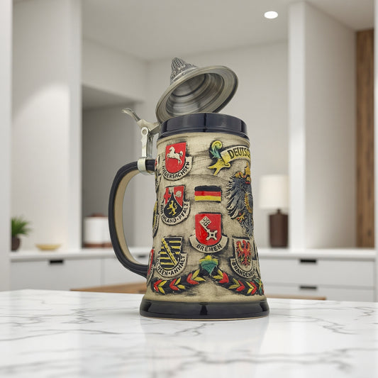 Germany Beer Stein Bierkrug mit Deckel Deutschland Motiv