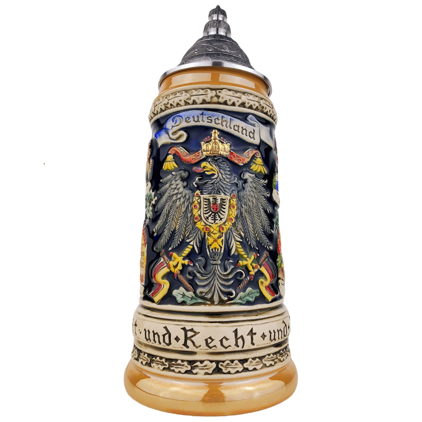 Zöller & Born Bierkrug mit Zinndeckel – Motiv: „Adler und Eichenlaub“ – Made in Germany – Traditionsmanufaktur (Artikel: 1403-996)