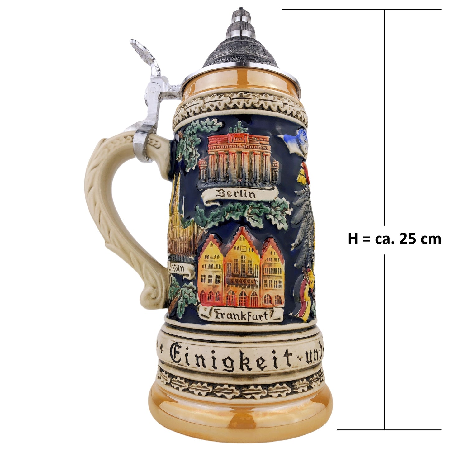 Zöller & Born Bierkrug mit Zinndeckel – Motiv: „Adler und Eichenlaub“ – Made in Germany – Traditionsmanufaktur (Artikel: 1403-996)