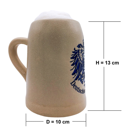 Bierkrug "Deutschland • Germany" 0,5L – Handgefertigter Steinkrug mit körniger Oberfläche