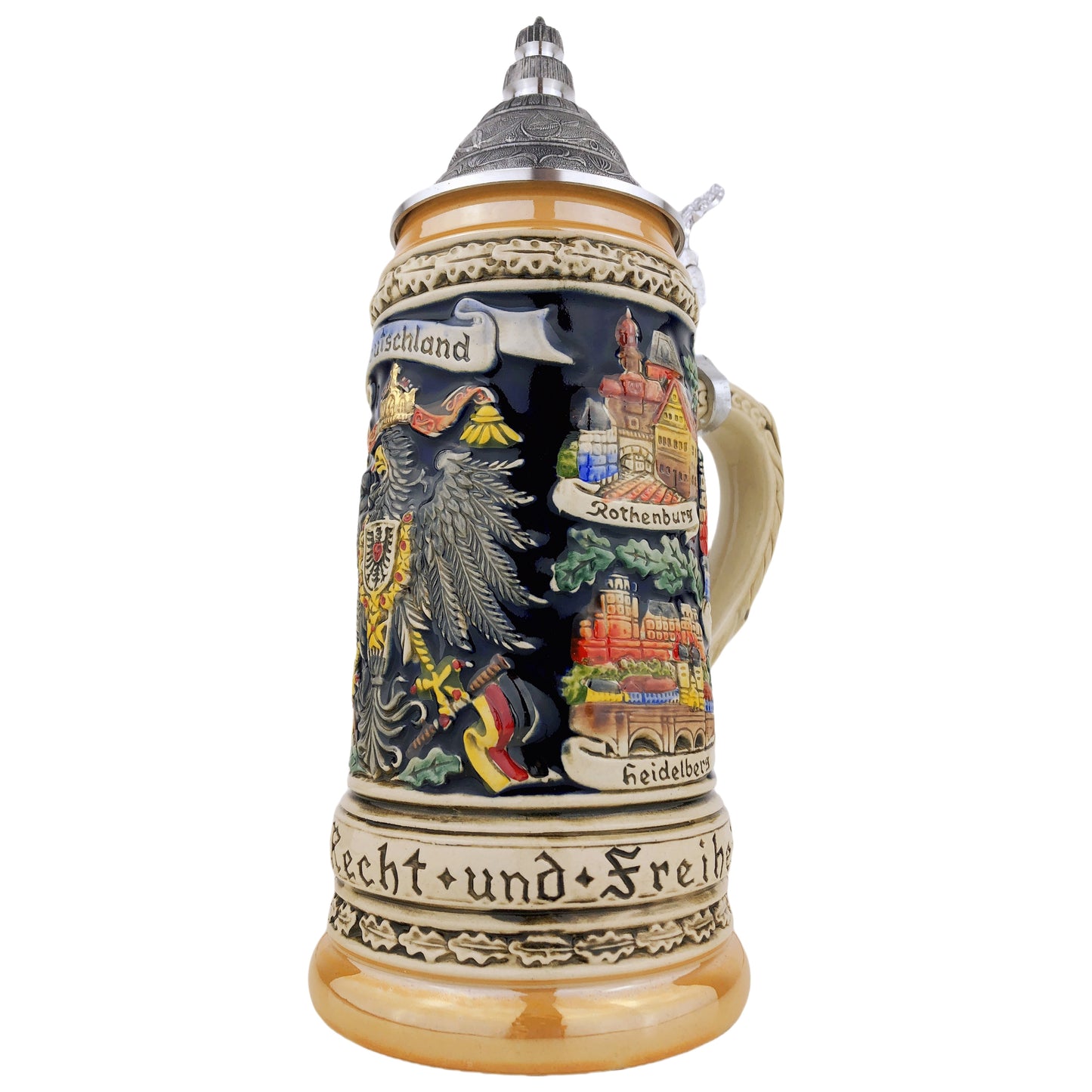 Zöller & Born Bierkrug mit Zinndeckel – Motiv: „Adler und Eichenlaub“ – Made in Germany – Traditionsmanufaktur (Artikel: 1403-996)