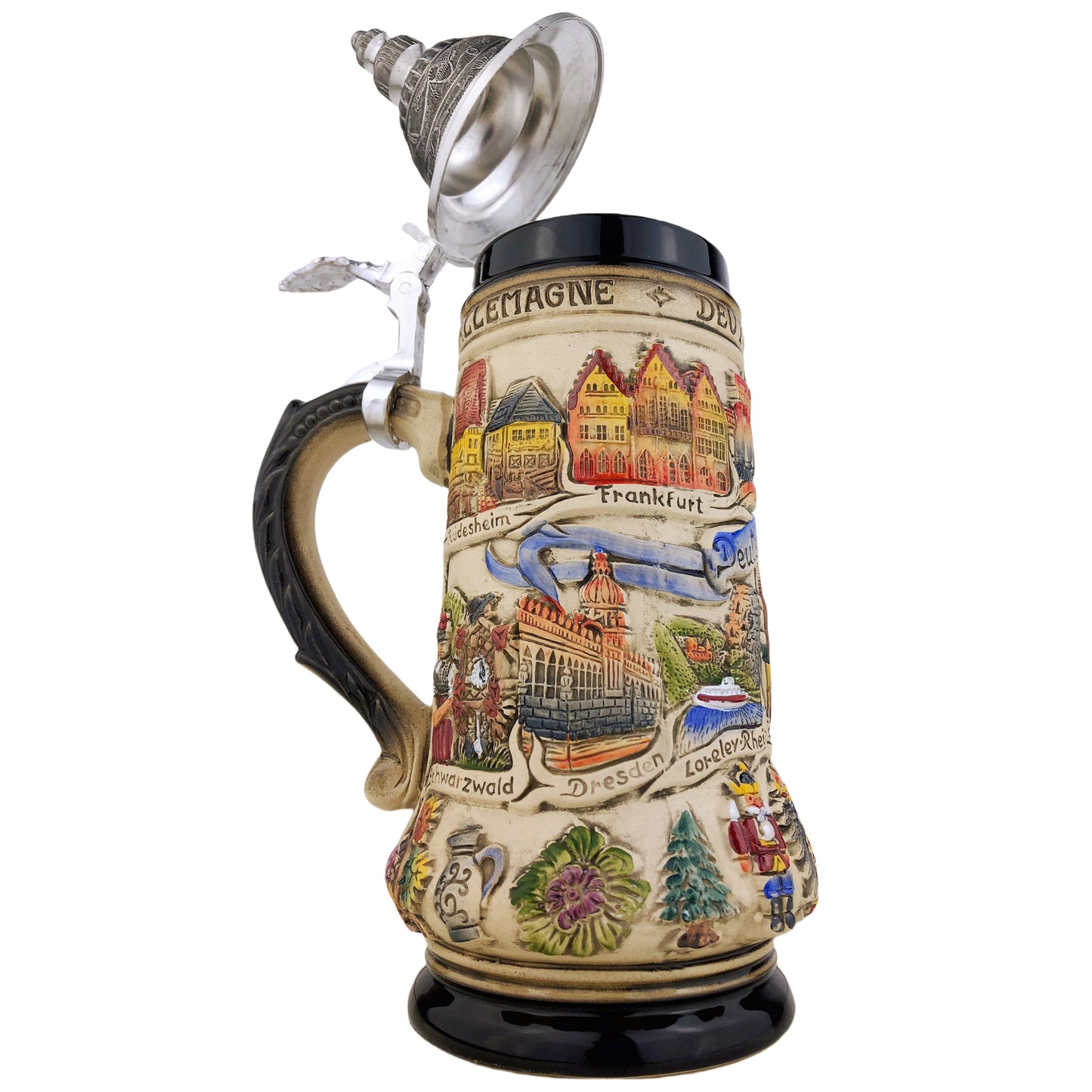 Zöller & Born Bierkrug mit Zinndeckel – Motiv: „Deutschland Panorama“ – Made in Germany – Traditionsmanufaktur (Artikel: 41184101)