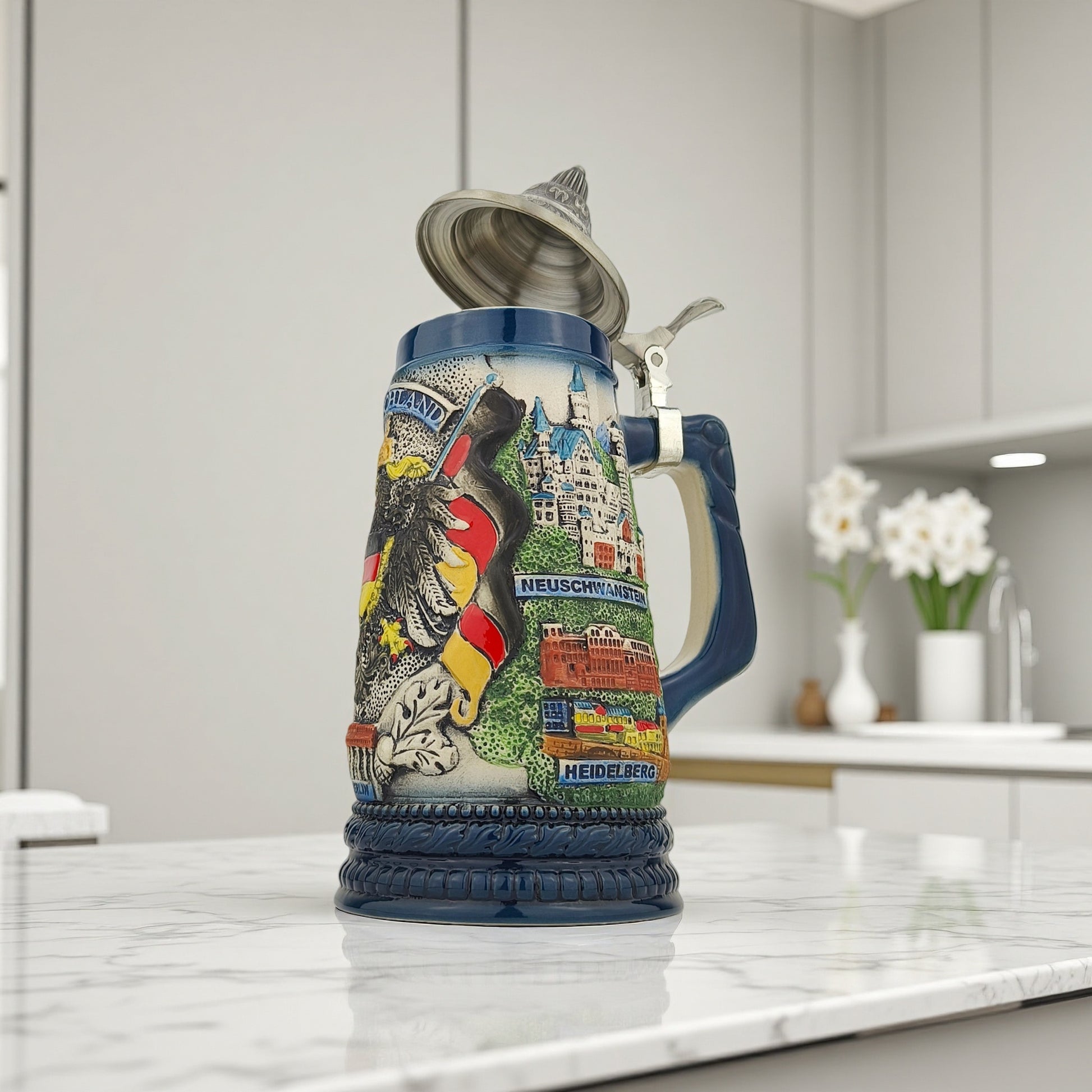 Deutschland Germany Bierkrug mit Deckel klassisches Motiv Geschenkartikel