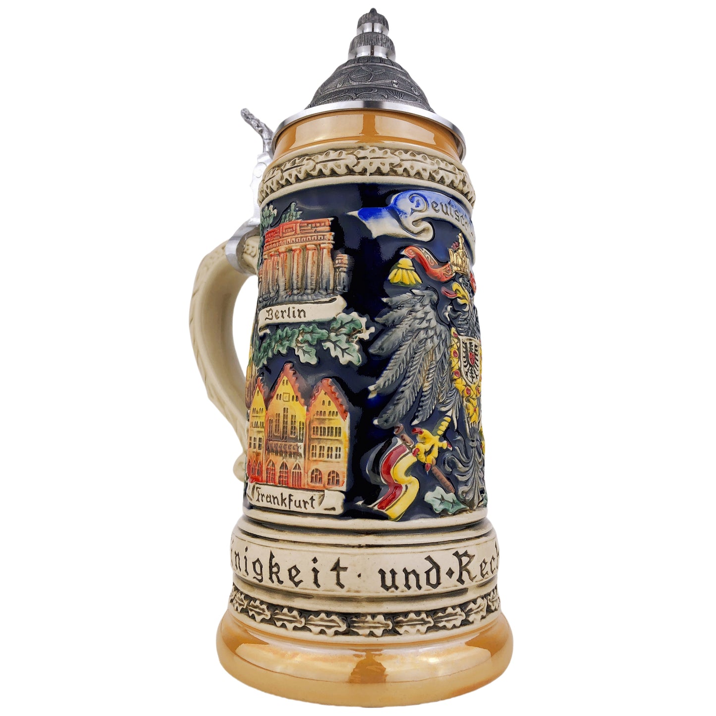 Zöller & Born Bierkrug mit Zinndeckel – Motiv: „Adler und Eichenlaub“ – Made in Germany – Traditionsmanufaktur (Artikel: 1403-996)