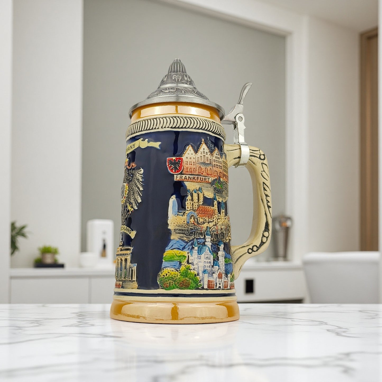 Bierkrug mit Deckel Germany Deutschland Beerstein Souvenir Geschenkidee