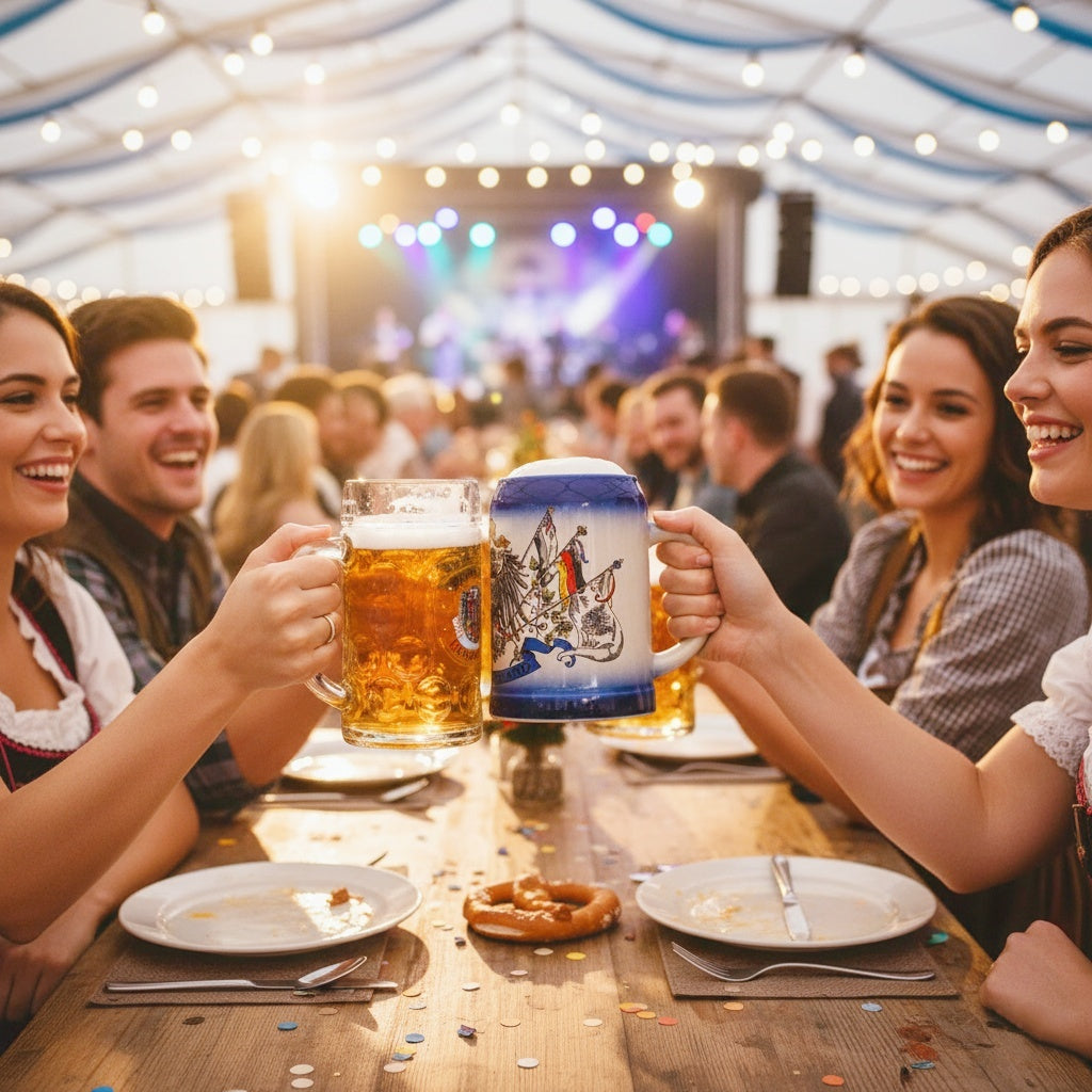 Bierkrug mit Deutschland-Motiv 0,5L – Traditioneller Steinkrug – Klassisches Bierseidel – Ideal für Zuhause & Geschenk (Blau)