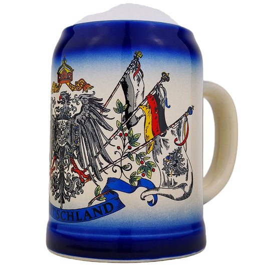 Bierkrug mit Deutschland-Motiv 0,5L – Traditioneller Steinkrug – Klassisches Bierseidel – Ideal für Zuhause & Geschenk (Blau)