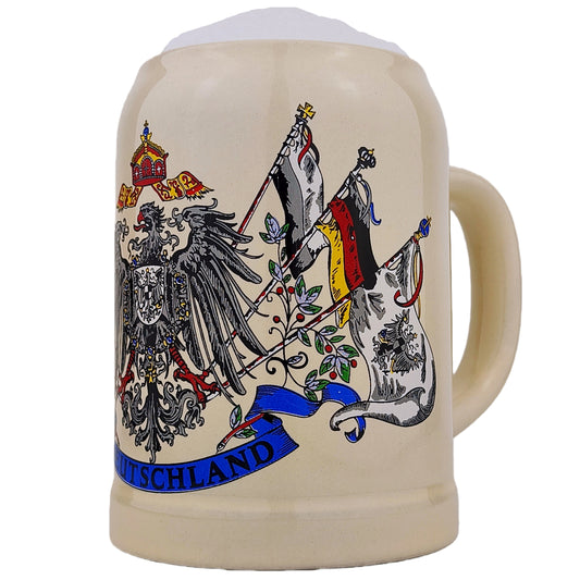 Bierkrug mit Deutschland-Motiv 0,5L – Traditioneller Steinkrug – Klassisches Bierseidel – Ideal für Zuhause & Geschenk (Natur)